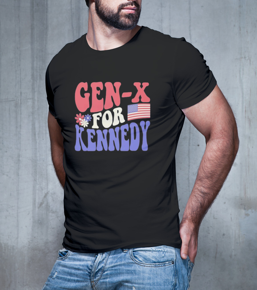 Gen-X For Kennedy American Flag Flower Power T-Shirt