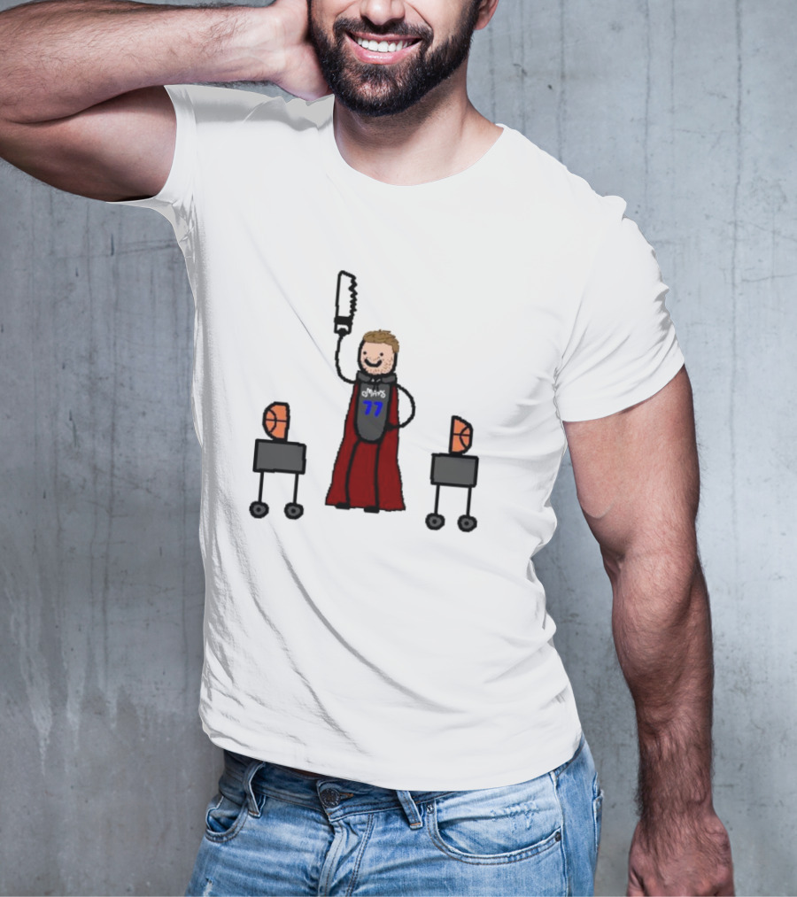 Luka Magic Cut The Basketball In Half NBA Paint Art Style 77 T-Shirt
