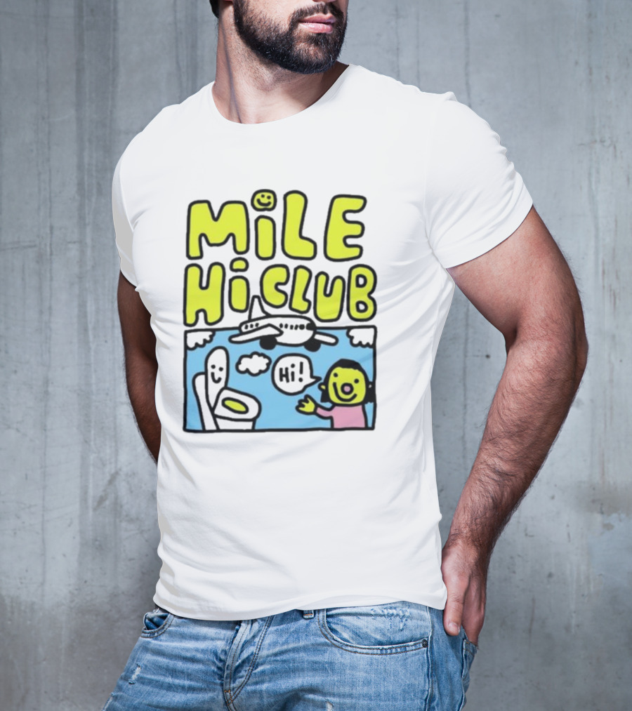 Mile Hi Club Airplane Bathroom Cartoon Hi Smiley Face T-Shirt