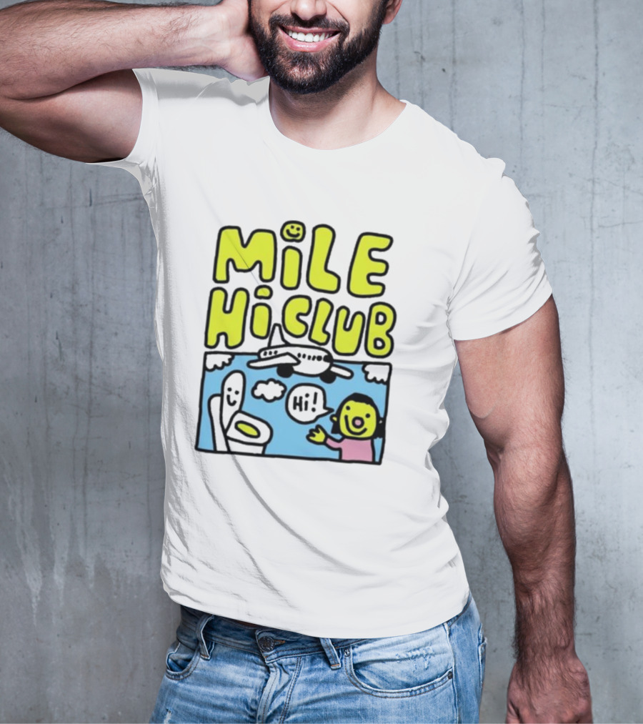Mile Hi Club Airplane Bathroom Cartoon Hi Smiley Face T-Shirt