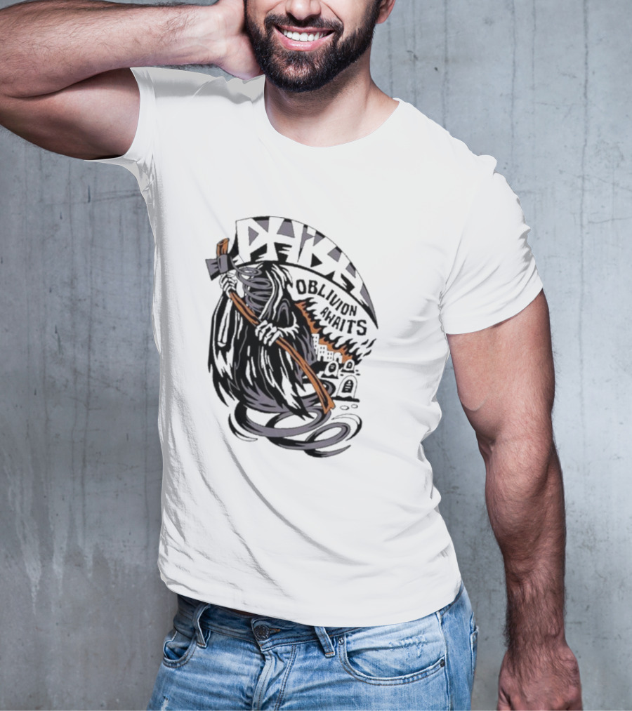 Dark Reaper With Scythe Oblivion Awaits Graves T-Shirt