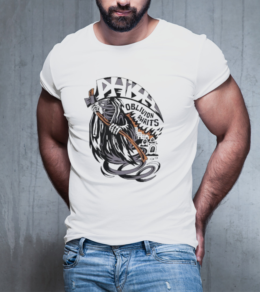 Dark Reaper With Scythe Oblivion Awaits Graves T-Shirt