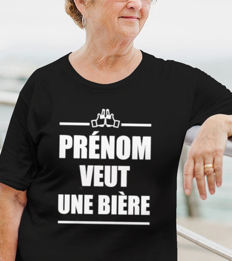 Prénom Veut Une Bière Avec Icône Toast Joyeux T-Shirt