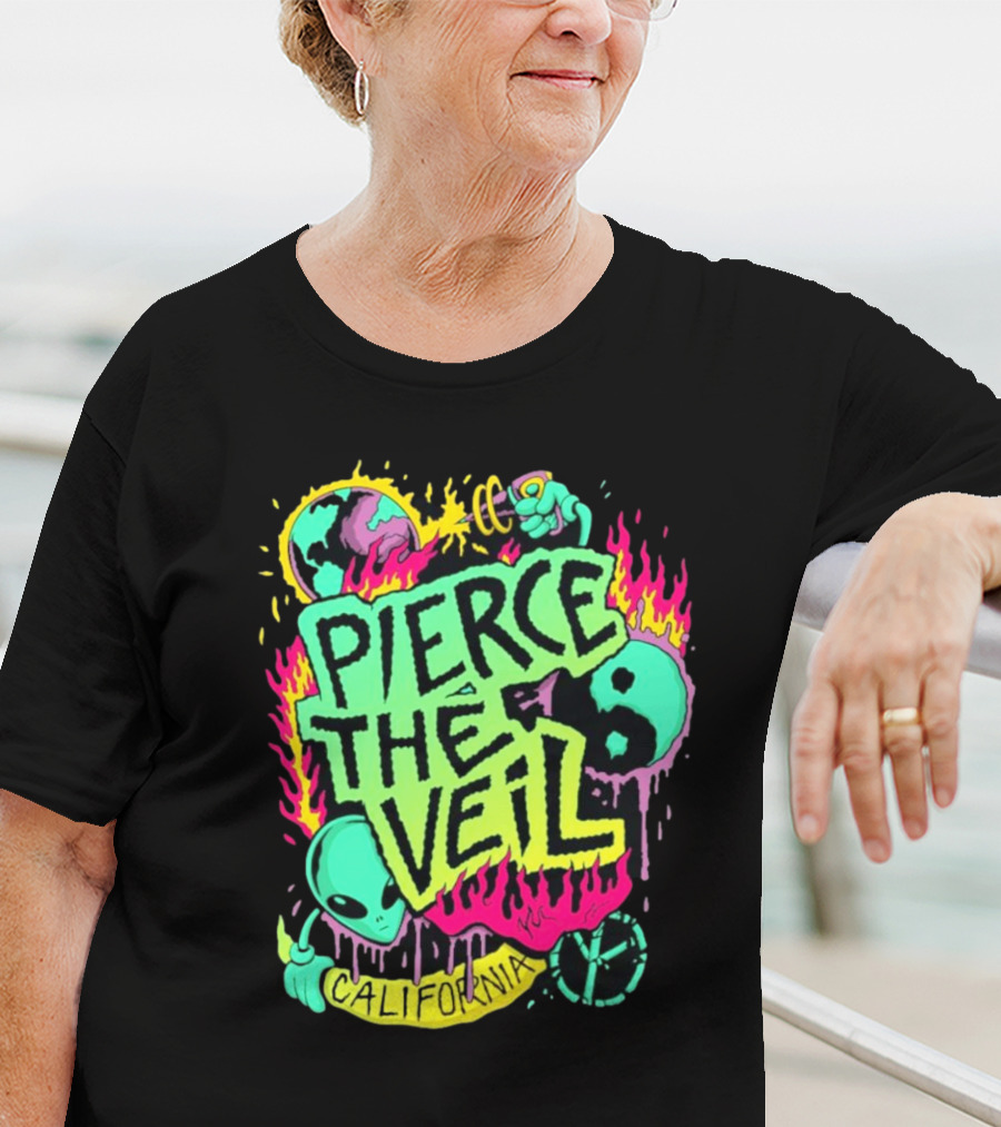 Pierce The Veil California Alien Peace Planet Flame T-Shirt
