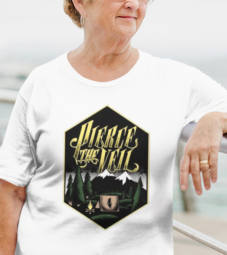 Pierce The Veil Mountain Tent Campfire Forest Scene T-Shirt