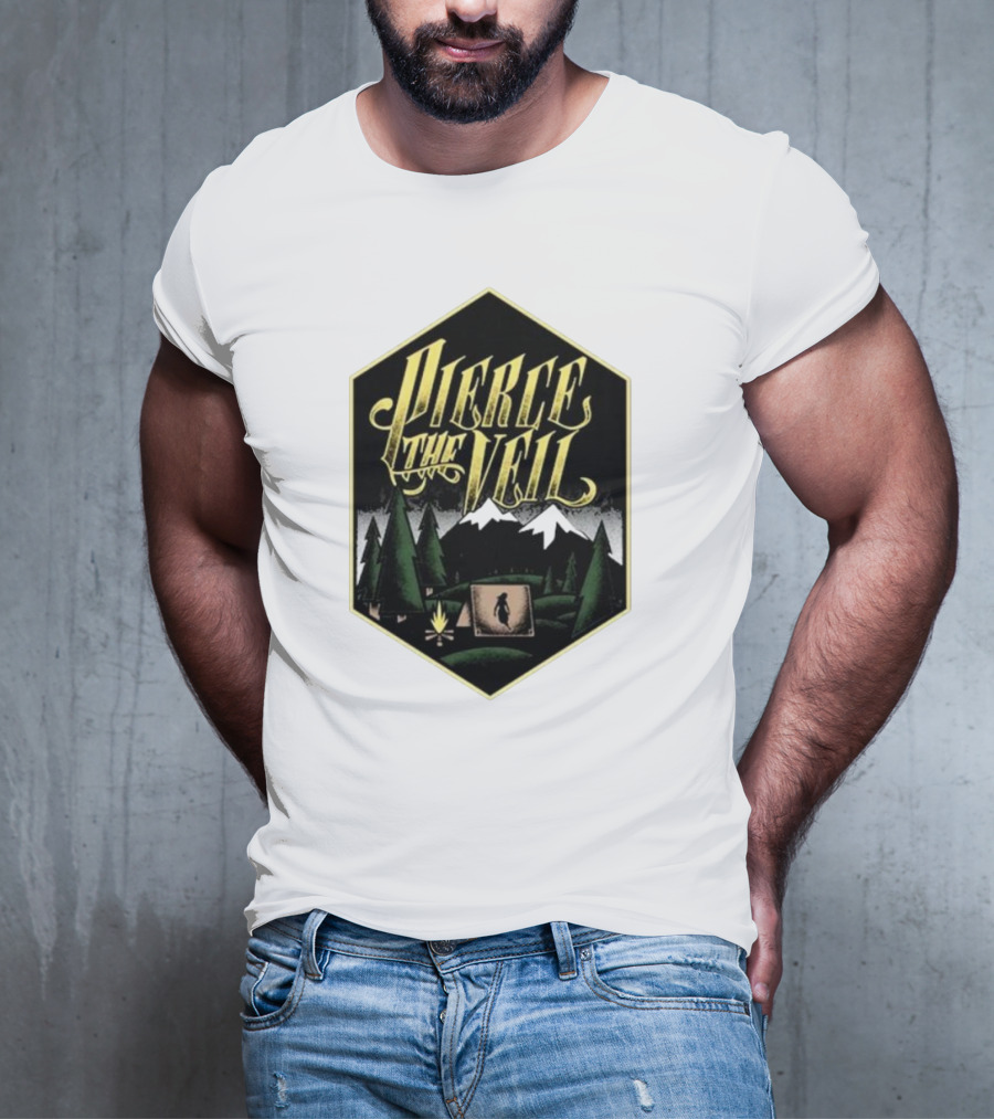 Pierce The Veil Mountain Tent Campfire Forest Scene T-Shirt
