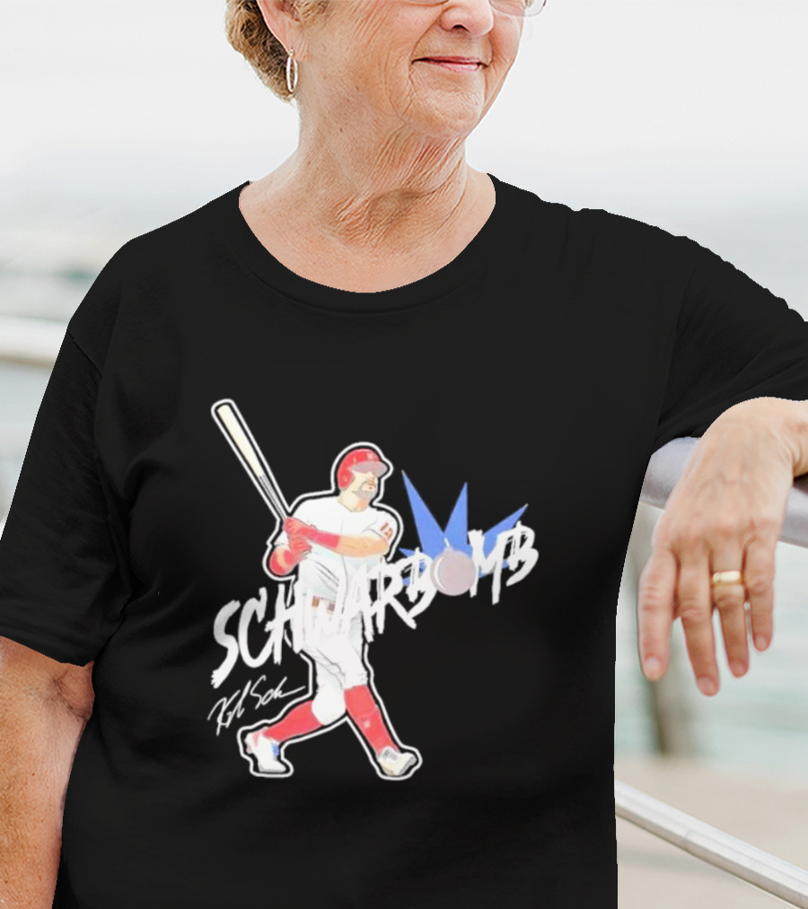Schwarbomb Illustrated Baseball Swing With Signature Elements T-Shirt