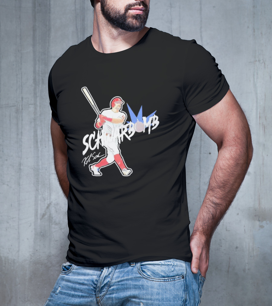 Schwarbomb Illustrated Baseball Swing With Signature Elements T-Shirt