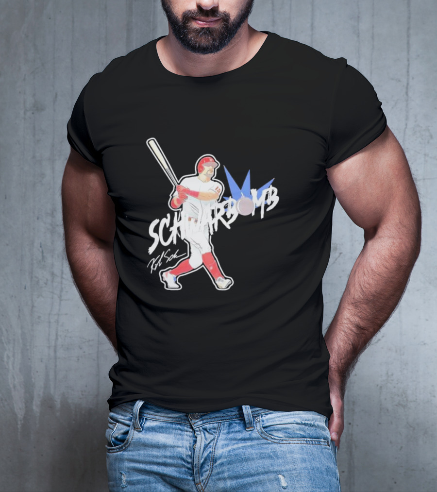 Schwarbomb Illustrated Baseball Swing With Signature Elements T-Shirt