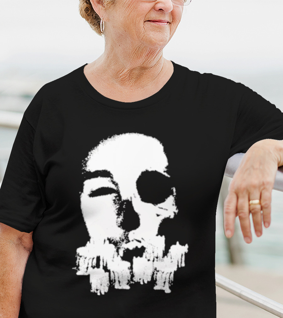 Turnabout Grayscale Face With Abstract Text T-Shirt