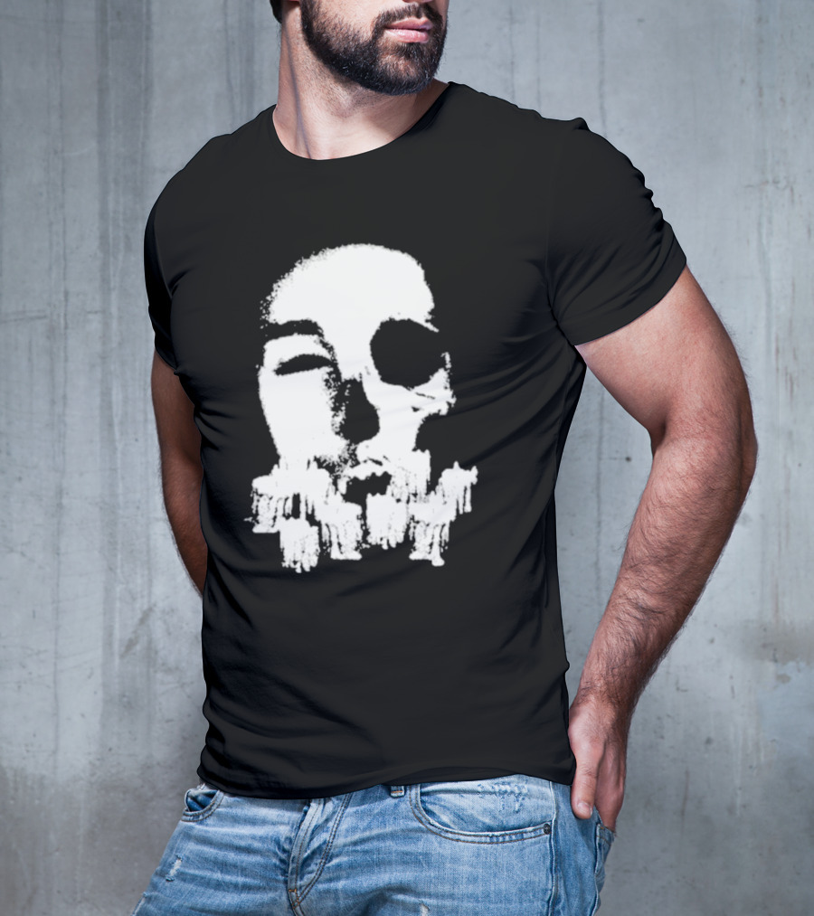 Turnabout Grayscale Face With Abstract Text T-Shirt
