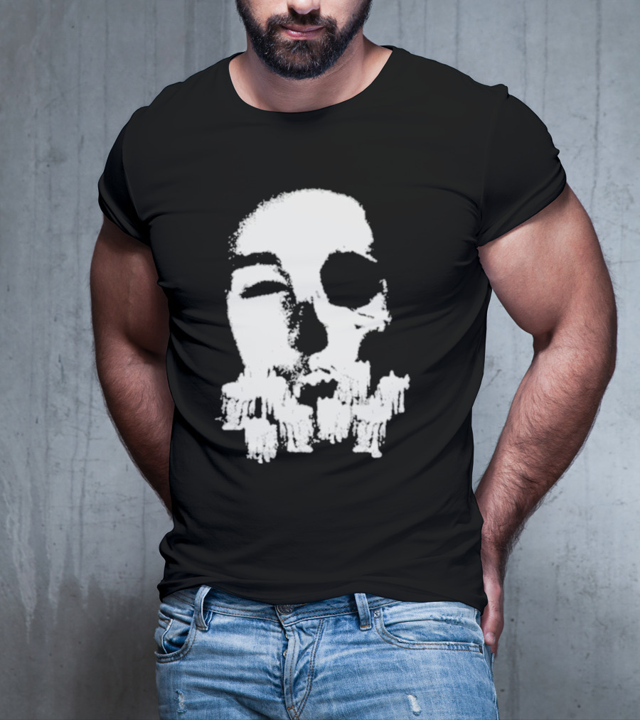 Turnabout Grayscale Face With Abstract Text T-Shirt