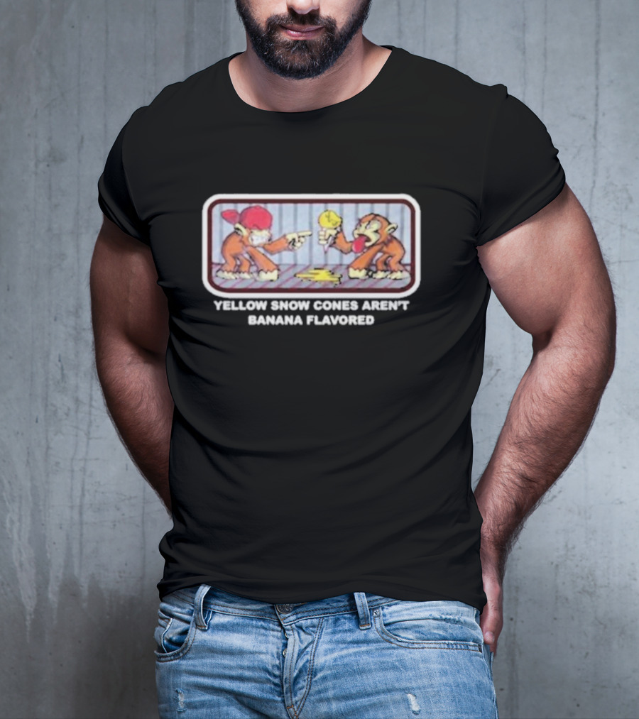 Yellow Snow Cones Aren't Banana Flavored Cartoon Monkey Humor T-Shirt