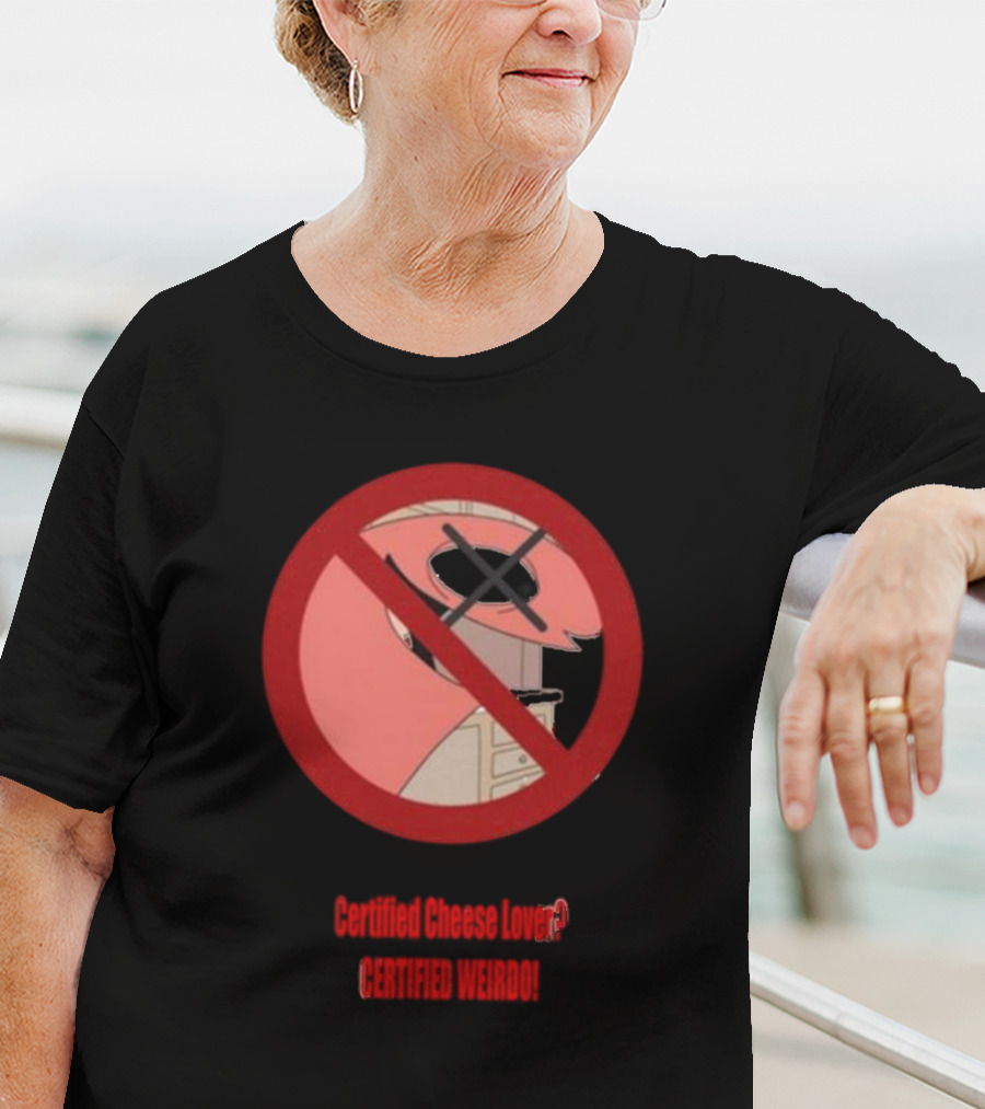 Certified Cheese Lover Certified Weirdo Dj Spitz No Face Silhouette In Red Circle T-Shirt