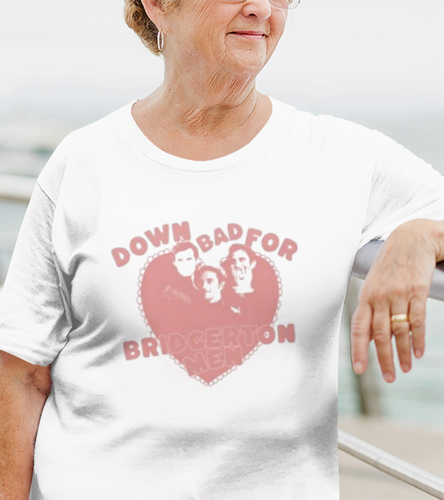 Down Bad For Bridgerton Men Heart Trio T-Shirt