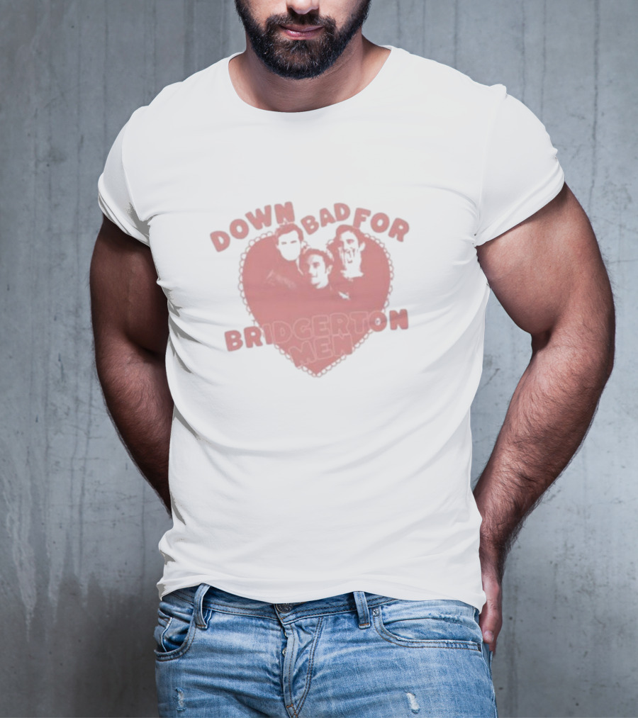 Down Bad For Bridgerton Men Heart Trio T-Shirt