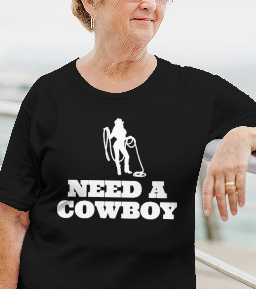 Ellesong Need A Cowboy Western Silhouette Rope T-Shirt