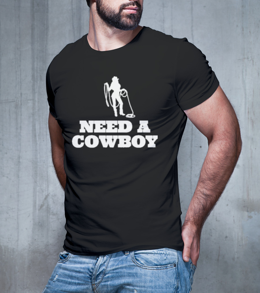 Ellesong Need A Cowboy Western Silhouette Rope T-Shirt