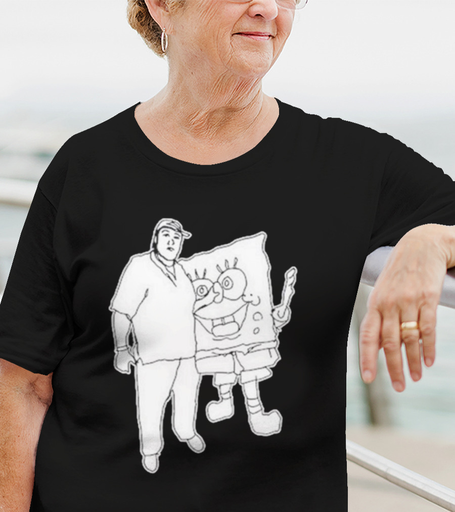 Fake Handshake Tony Spongebob Duo Outline T-Shirt