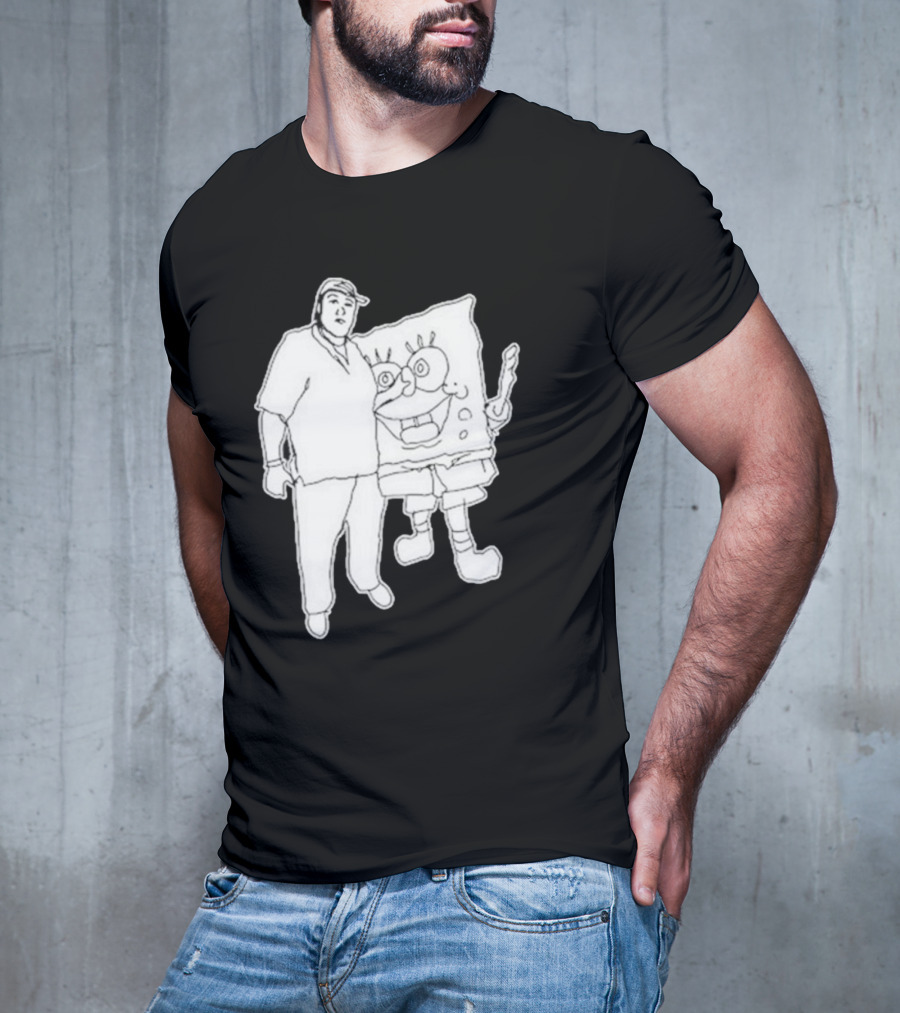 Fake Handshake Tony Spongebob Duo Outline T-Shirt