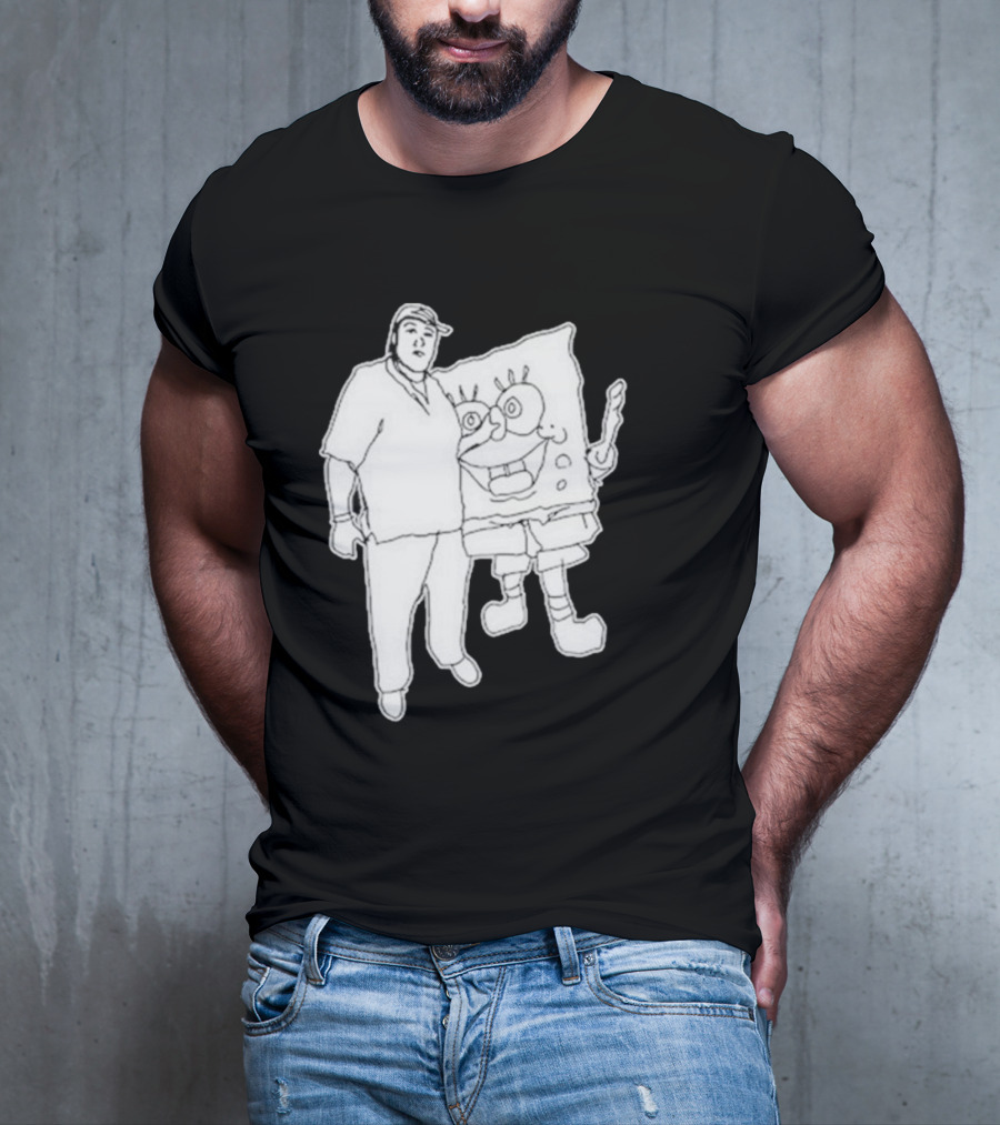 Fake Handshake Tony Spongebob Duo Outline T-Shirt