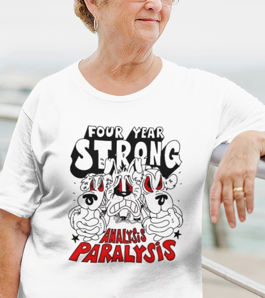 Four Year Strong Analysis Paralysis Angry Cartoon Dogs With Red Eyes T-Shirt