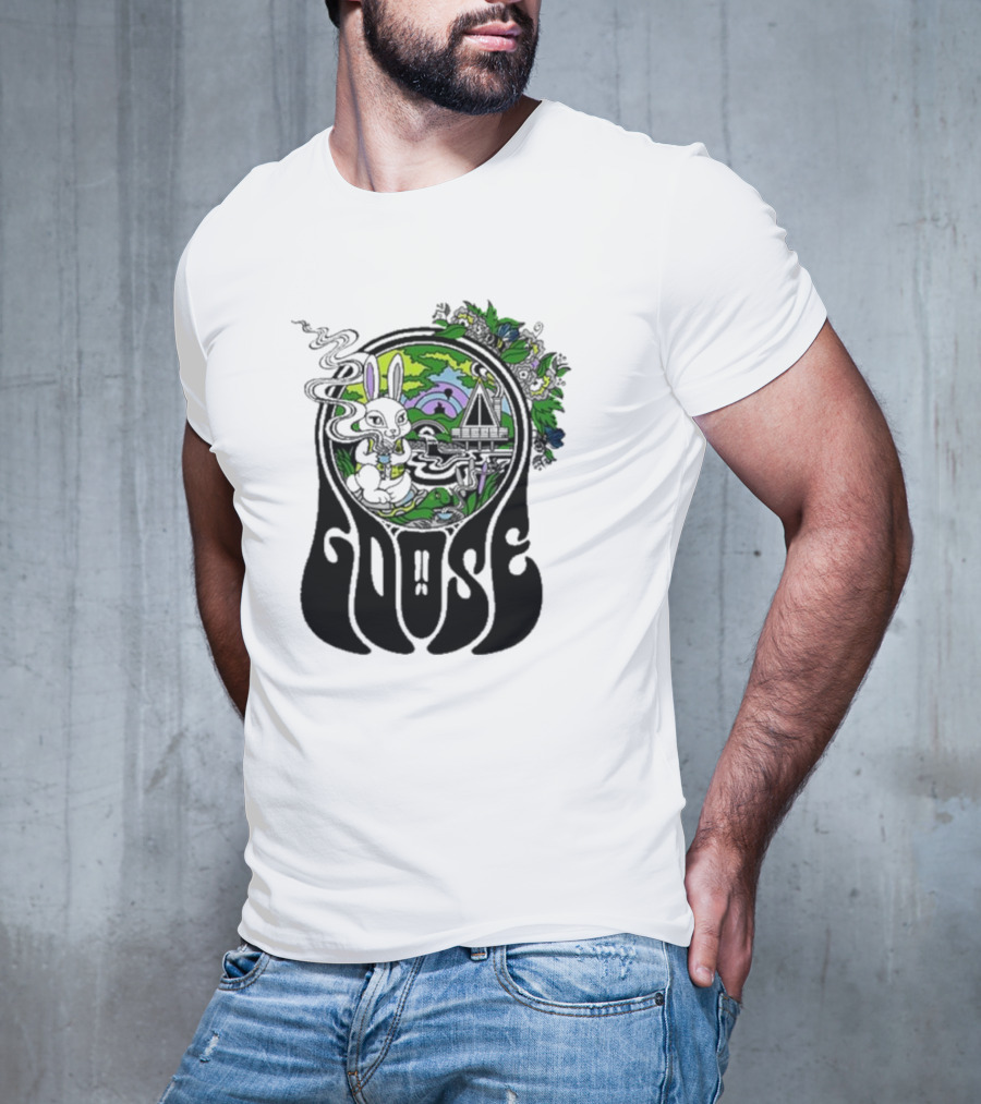 Goose Wonderland Psychedelic Rabbit Forest Portal T-Shirt