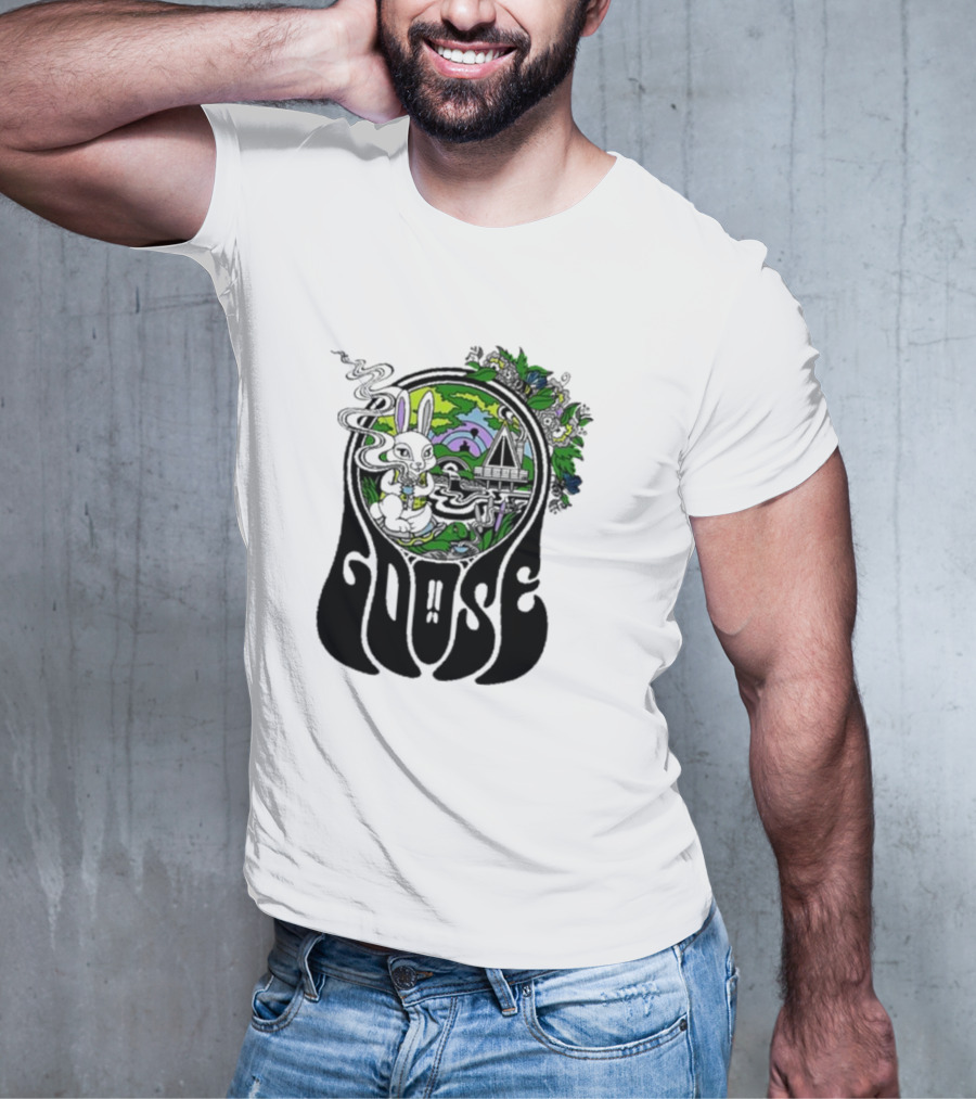 Goose Wonderland Psychedelic Rabbit Forest Portal T-Shirt
