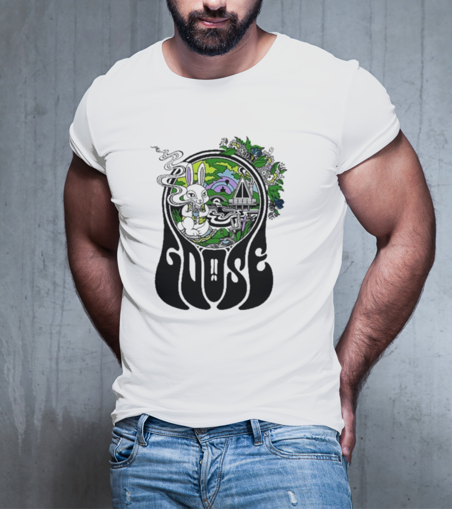 Goose Wonderland Psychedelic Rabbit Forest Portal T-Shirt