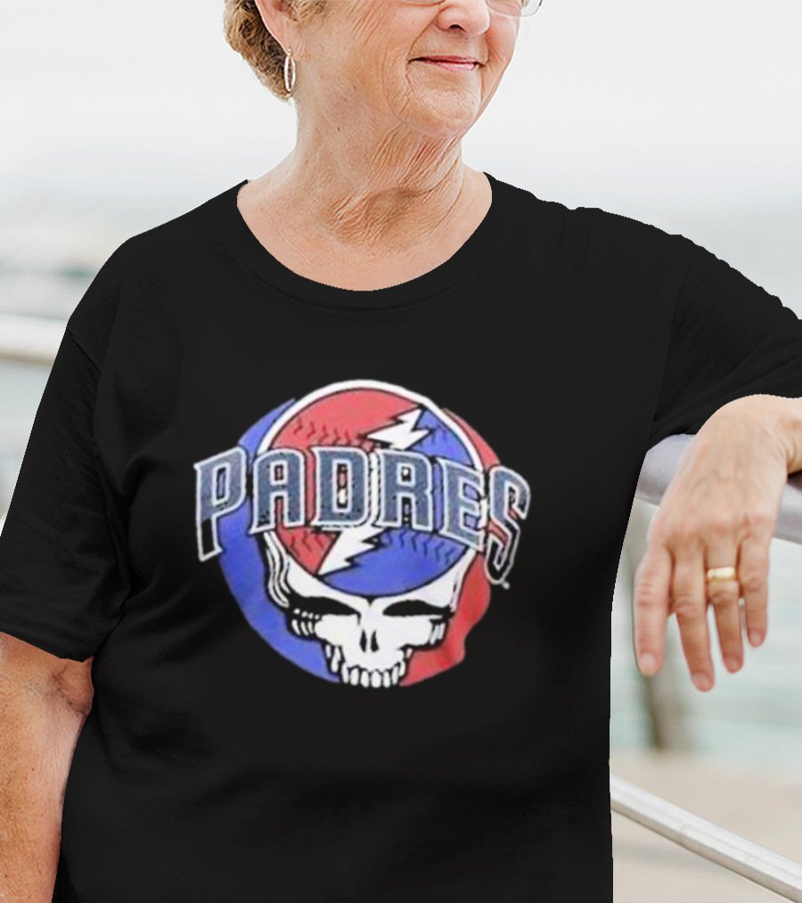 Padres Grateful Dead Style Logo Skully T-Shirt
