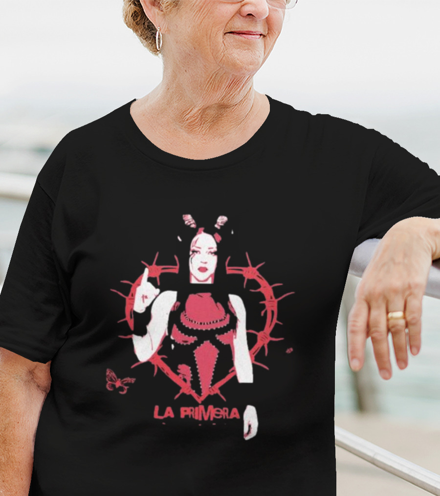 Stephanie Vaquer La Primera Barbed Wire Heart Butterfly Motif T-Shirt