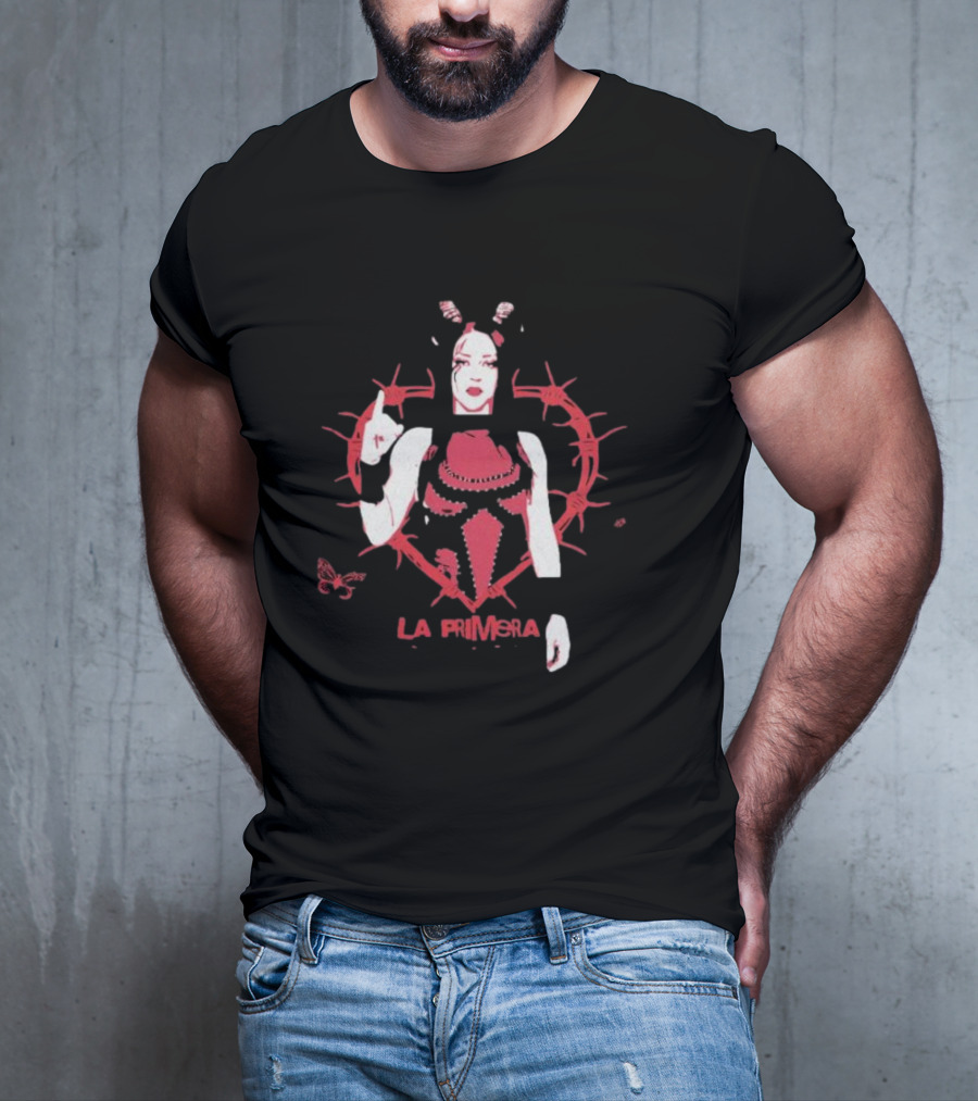 Stephanie Vaquer La Primera Barbed Wire Heart Butterfly Motif T-Shirt