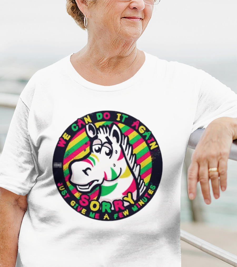 We Can Do It Again Sorry Just Give Me A Few Minutes Rainbow Zebra T-Shirt