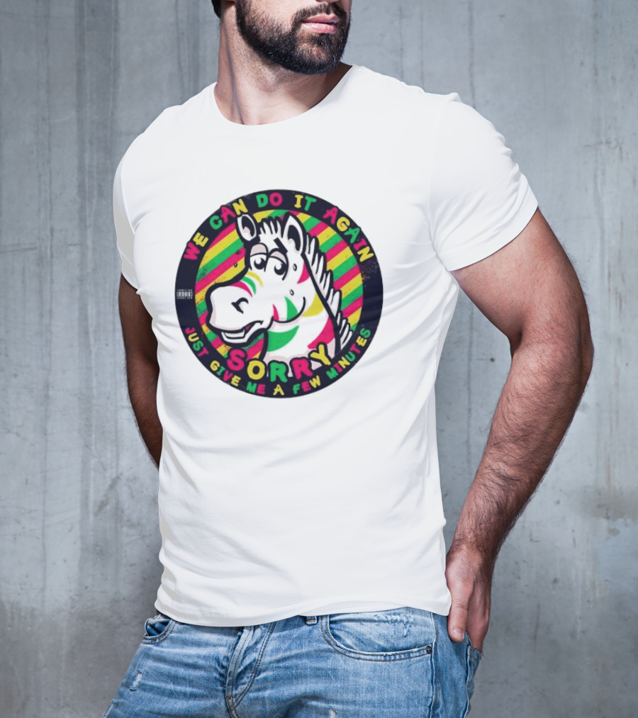 We Can Do It Again Sorry Just Give Me A Few Minutes Rainbow Zebra T-Shirt