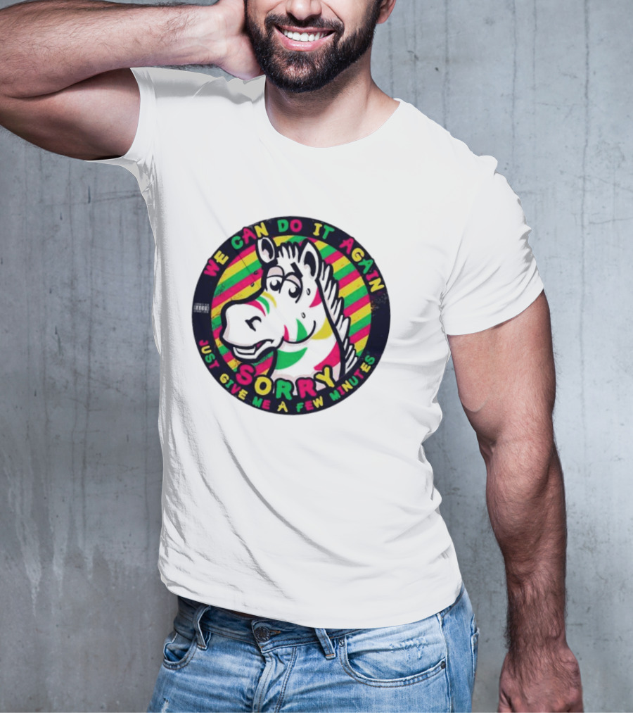 We Can Do It Again Sorry Just Give Me A Few Minutes Rainbow Zebra T-Shirt