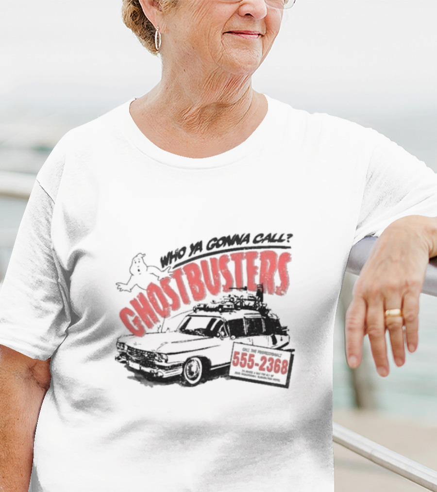 Who Ya Gonna Call Ghostbusters 555 2368 Ectomobile Ghost T-Shirt