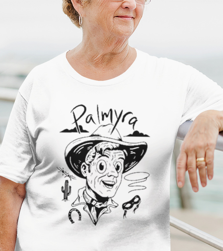 Palmyra Cowboy Retro Cactus Lasso Horse Shoe T-Shirt