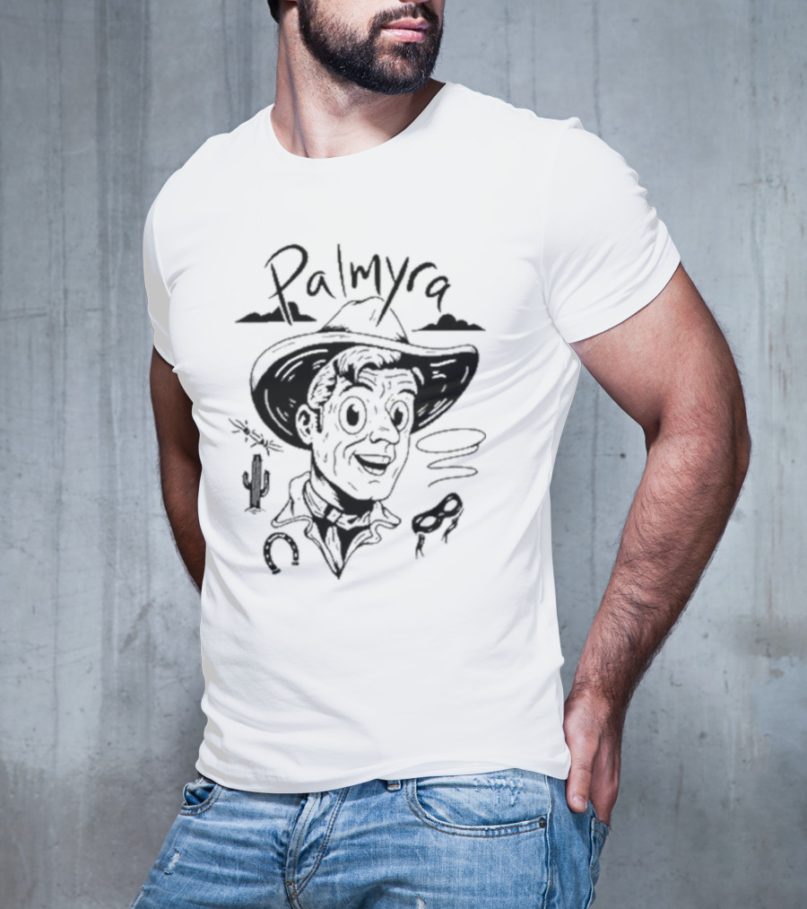 Palmyra Cowboy Retro Cactus Lasso Horse Shoe T-Shirt