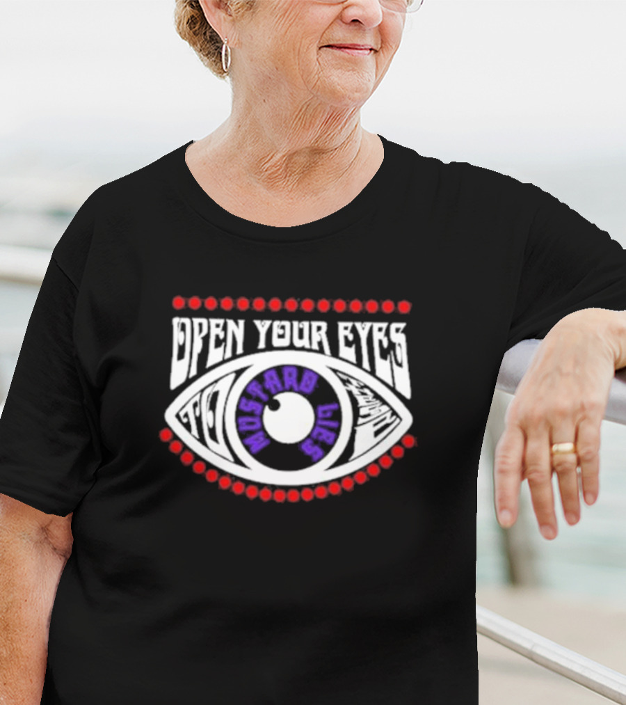 Open Your Eyes Rhinoceros Mustard Lies T-Shirt