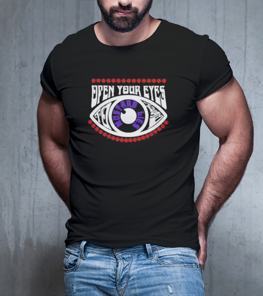 Open Your Eyes Rhinoceros Mustard Lies T-Shirt