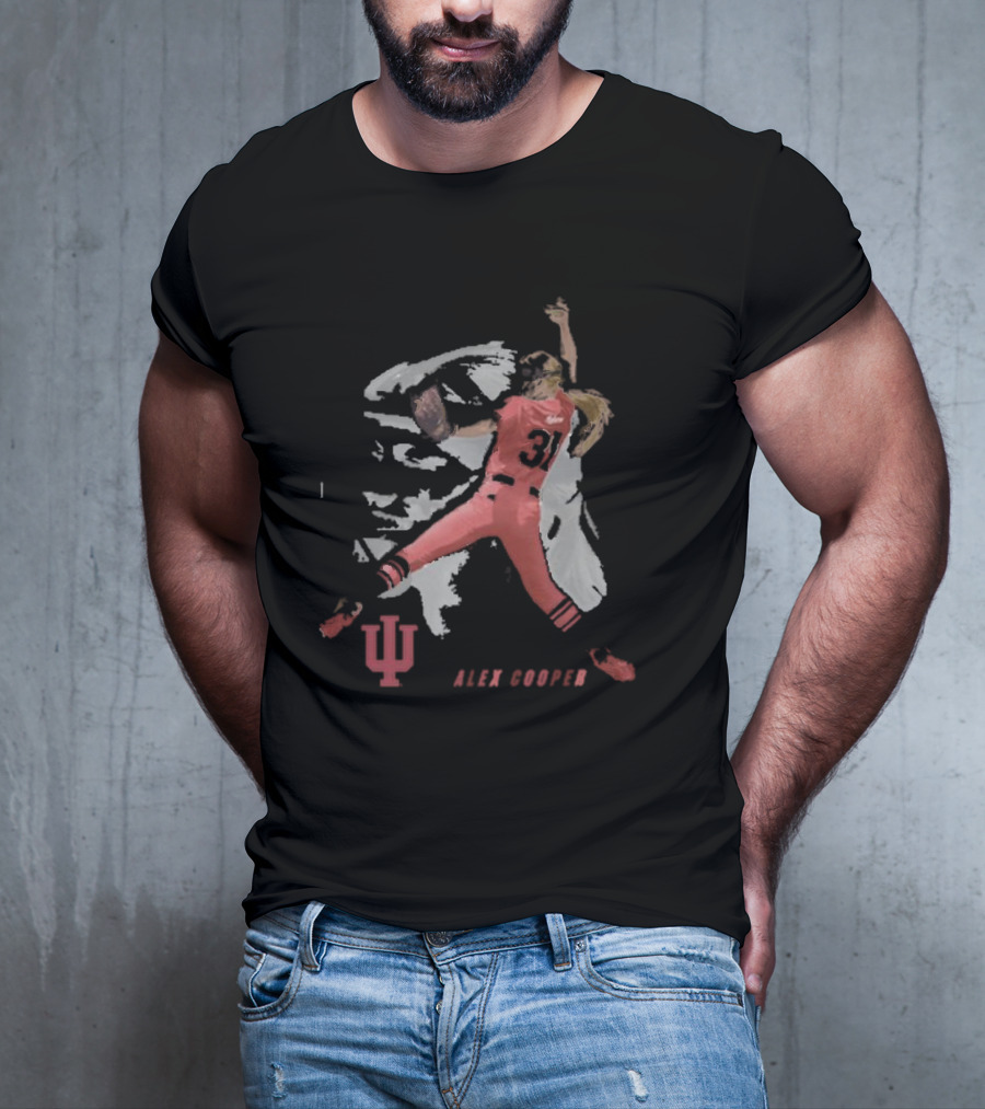 Alex Cooper Windup Baseball Indiana University Pitcher In Red Uniform T-Shirt