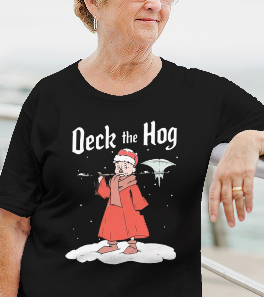 Bilmuri Deck The Hog Christmas Santa Ice Bonk Snow Fantasy T-Shirt