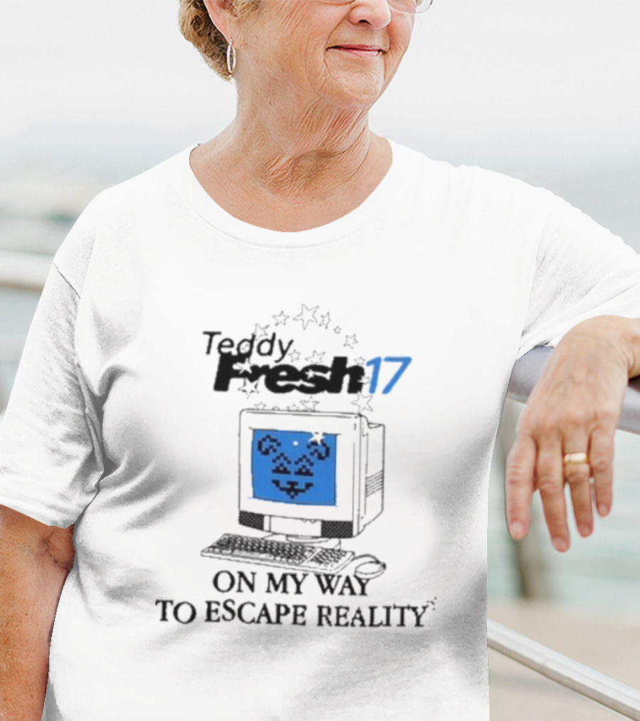 Teddy Fresh 17 On My Way To Escape Reality Retro Computer Dog T-Shirt