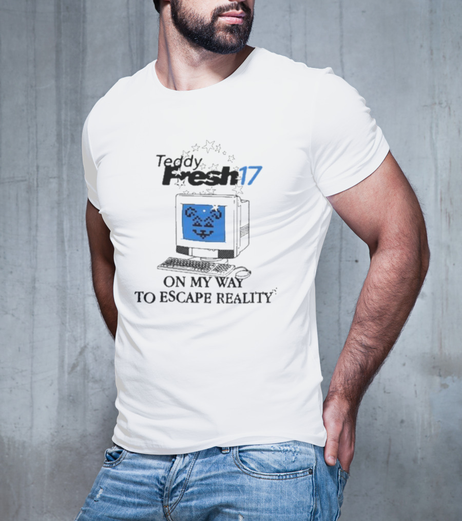 Teddy Fresh 17 On My Way To Escape Reality Retro Computer Dog T-Shirt