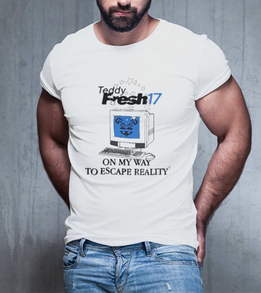 Teddy Fresh 17 On My Way To Escape Reality Retro Computer Dog T-Shirt