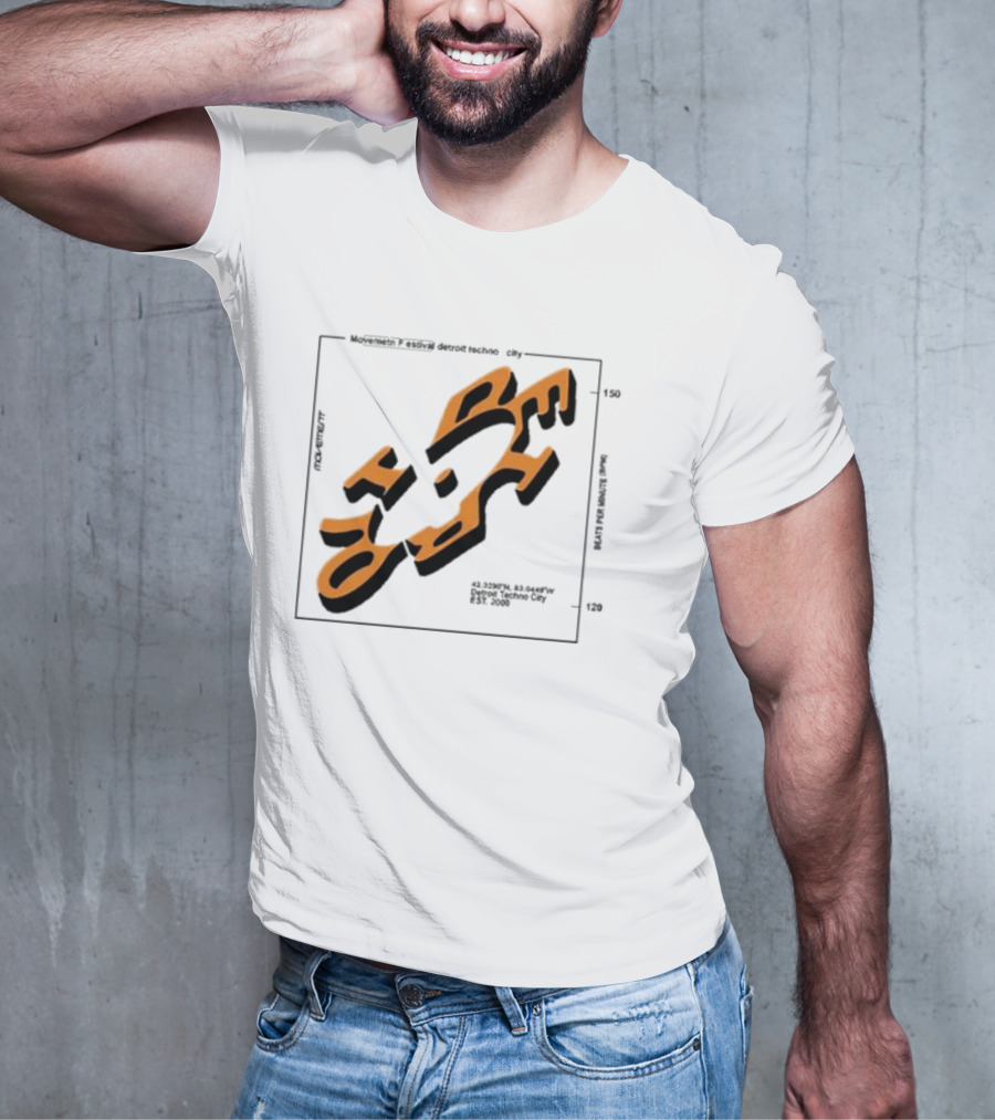 Movement Festival Detroit Techno City EST 2000 45 Heavy Latitude Longitude Coordinates T-Shirt