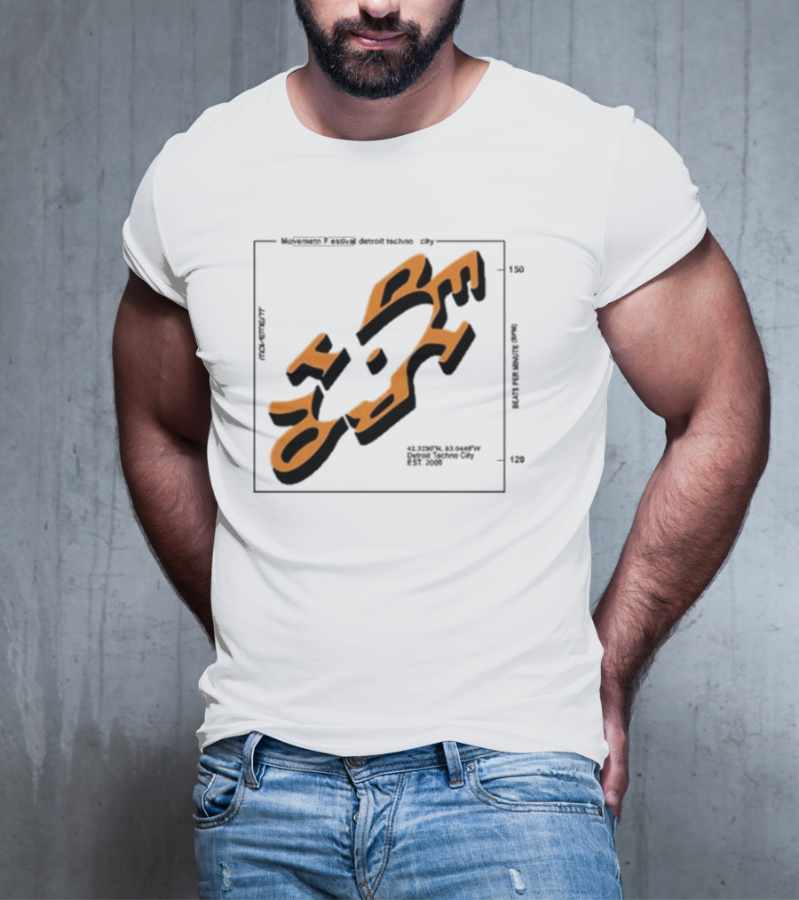 Movement Festival Detroit Techno City EST 2000 45 Heavy Latitude Longitude Coordinates T-Shirt