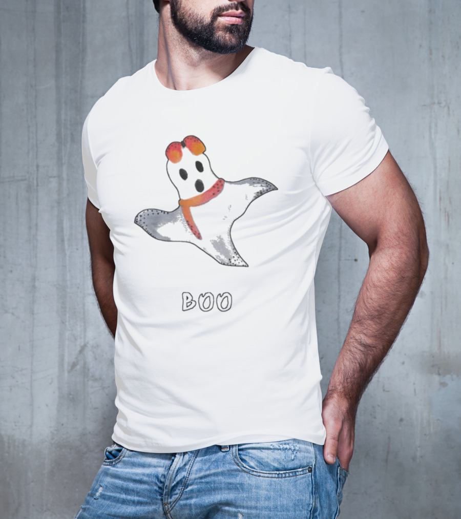 Boo Orange Black White Ghost Halloween T-Shirt