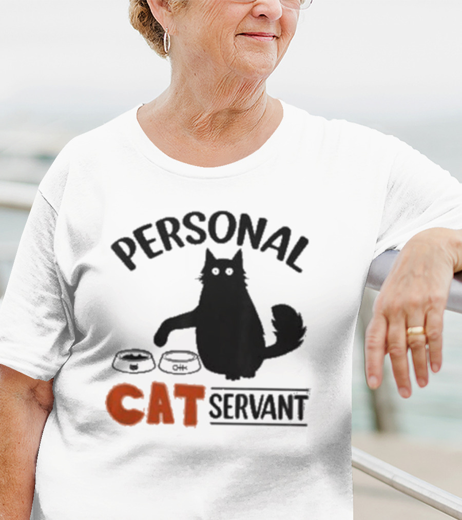 PERSONAL CAT SERVANT WITH PET FOOD BOWLS T-Shirt