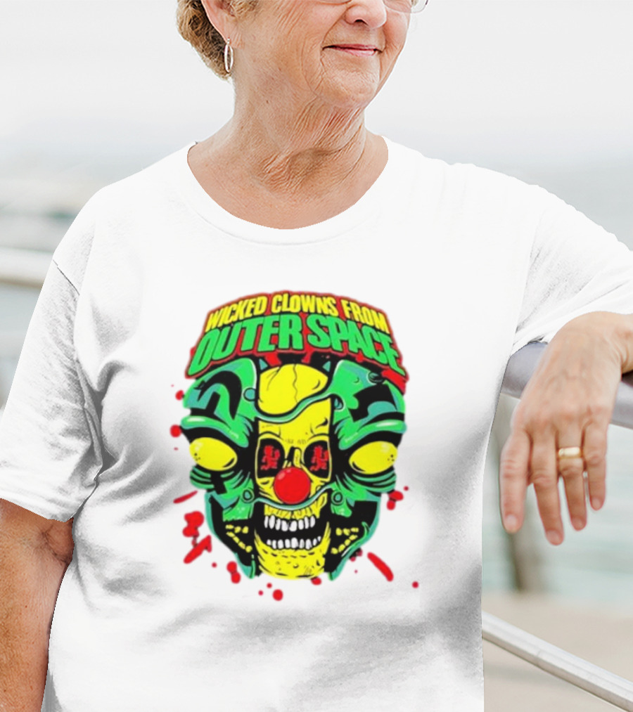 Wicked Clowns From Outer Space Psychopathic Vault ICP Split Face Alien T-Shirt